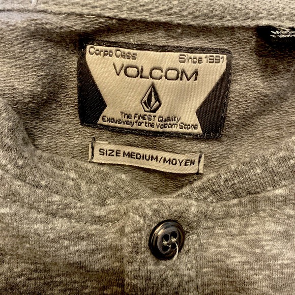VOLCOM Men's Pullover Heathered Gray Heavy Long Sleeve Henley Shirt Size Medium - Picture 3 of 4